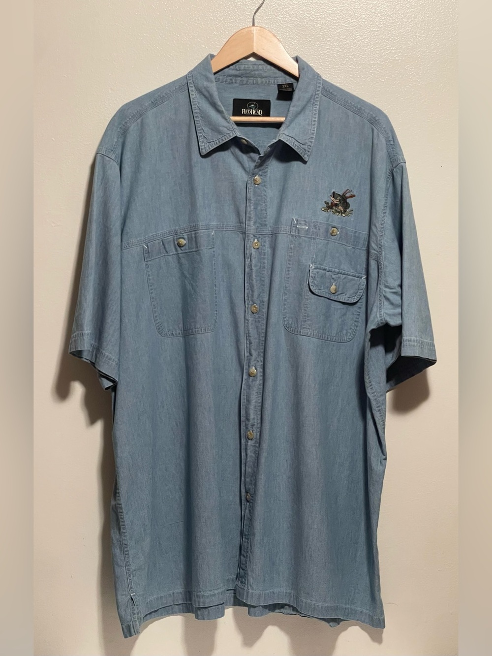 RedHead Light Blue Denim Short-Sleeve Button-Down Shirt